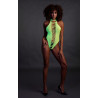 Ouch! Glow Body échancré ouvert à l'entrejambe avec dos nu Vert Fluo